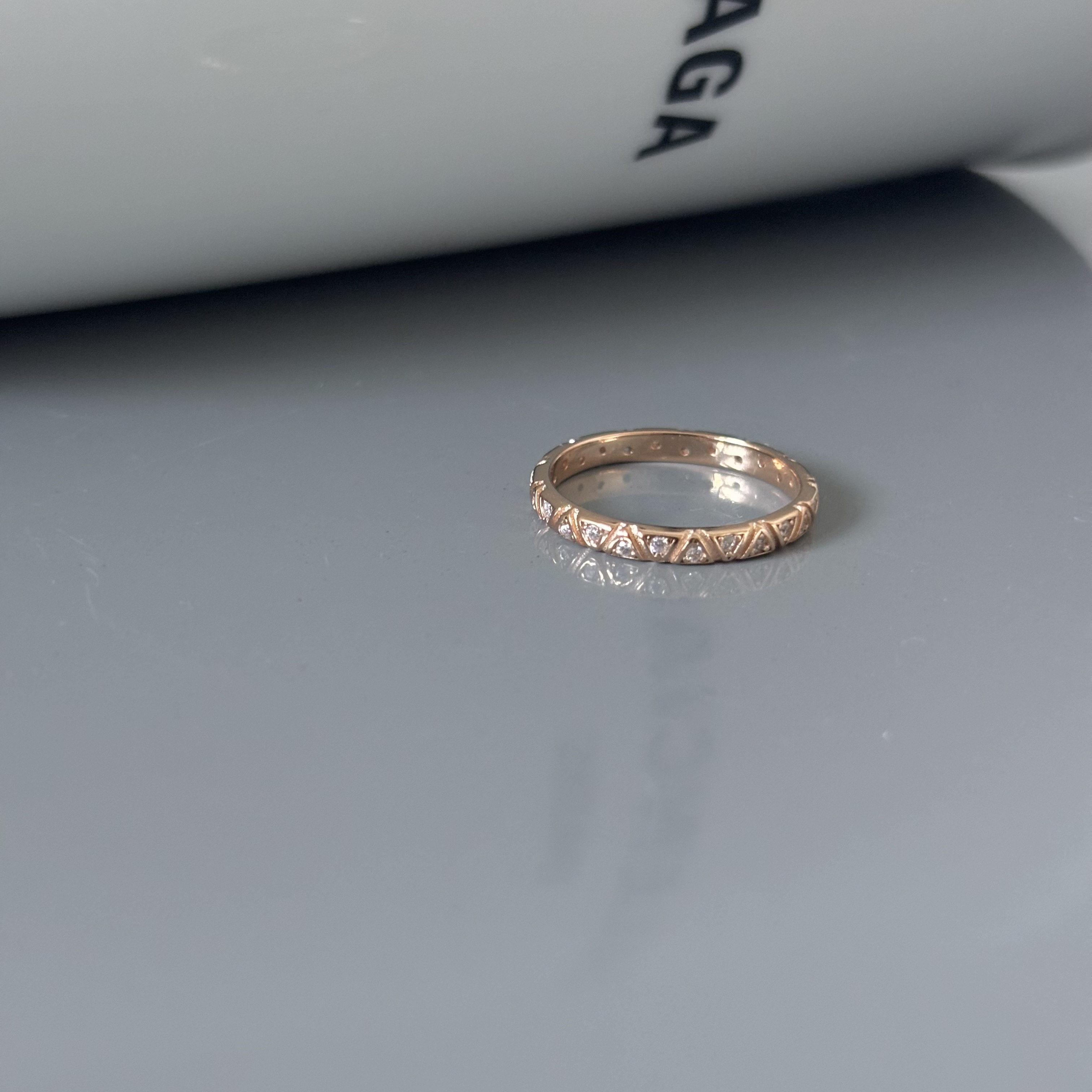 Triangle zircon band ring