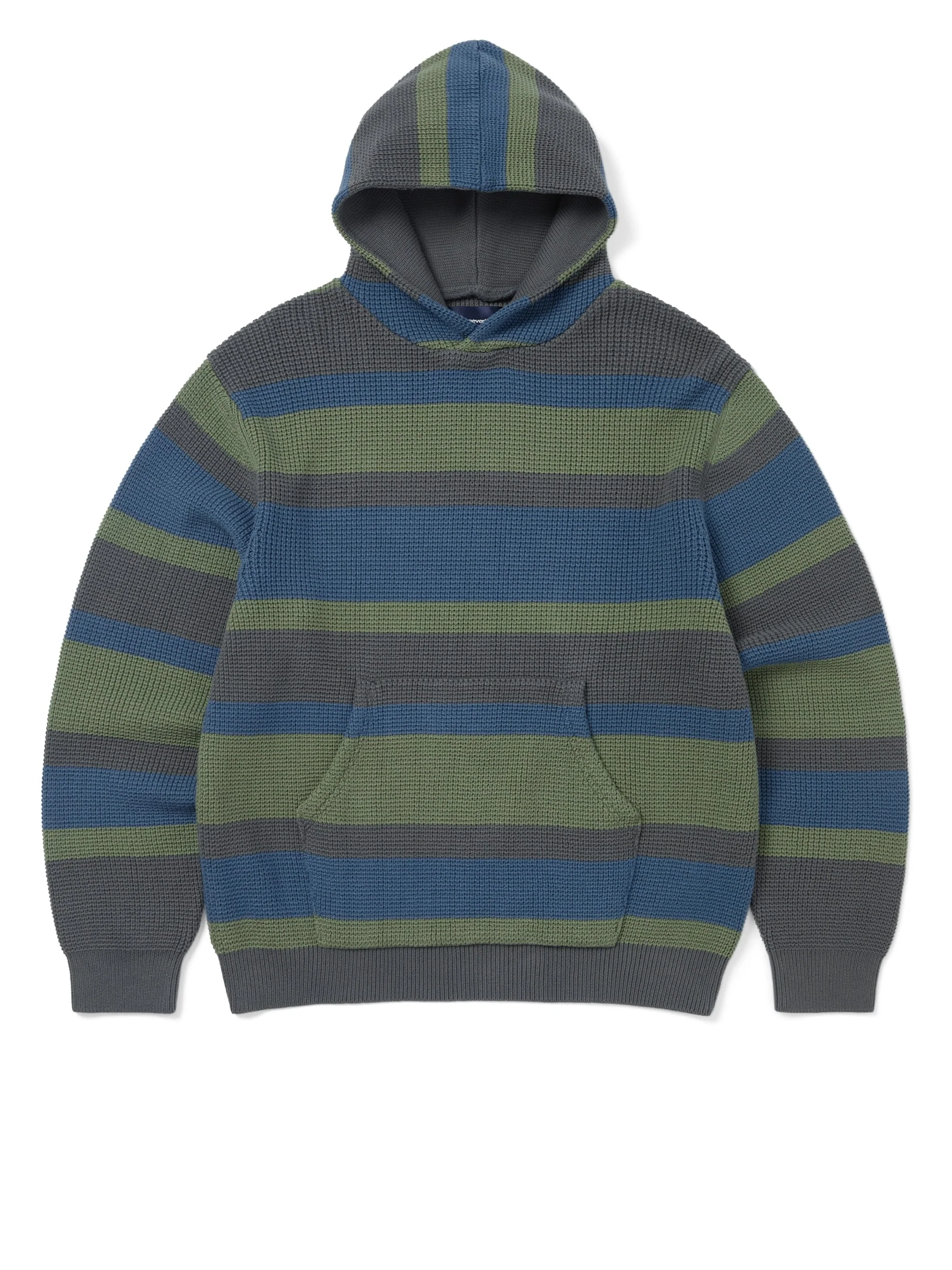 THISISNEVERTHAT STRIPED WAFFLE KNIT HOODIE TN243KKNPK05 GREY