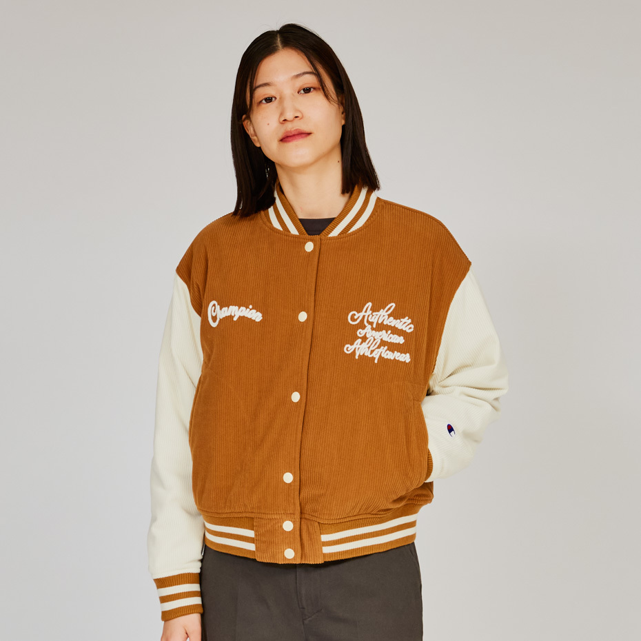 女款 -CASUAL燈心絨刺繡棒球夾克-摩卡色（CW-A603-770）