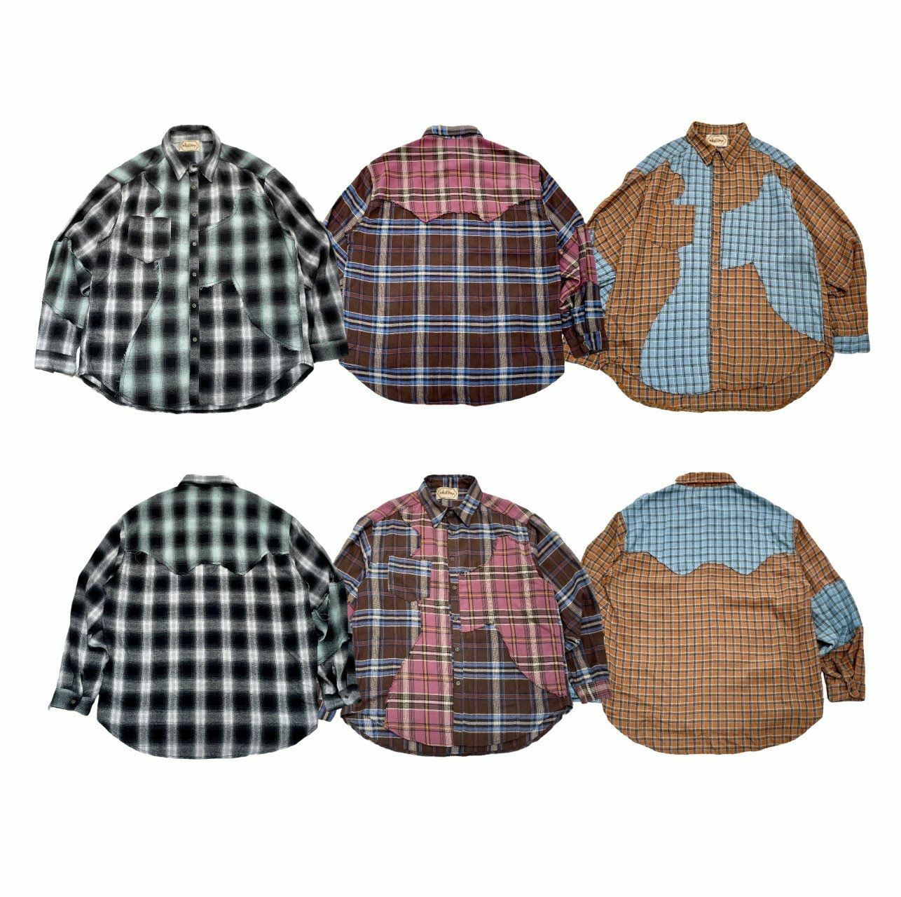 拼色格仔長袖恤衫 HIGH FIVE-117S