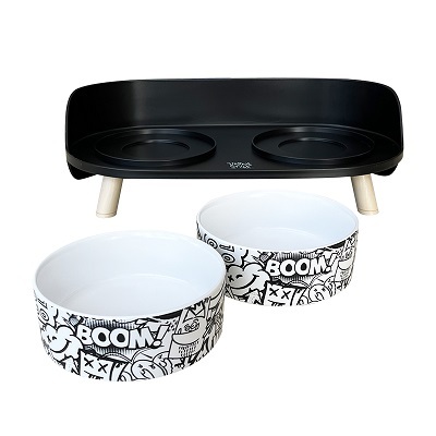 M-Pets 黑白簡約雙碗