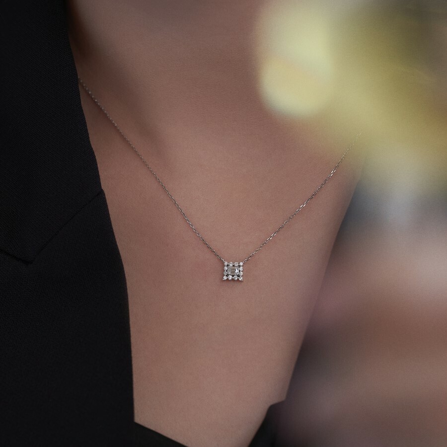 祖母綠切割鑽石頸鏈