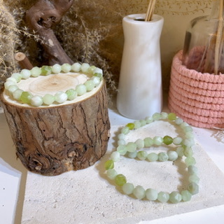 青提岫玉鑽切手串 7mm