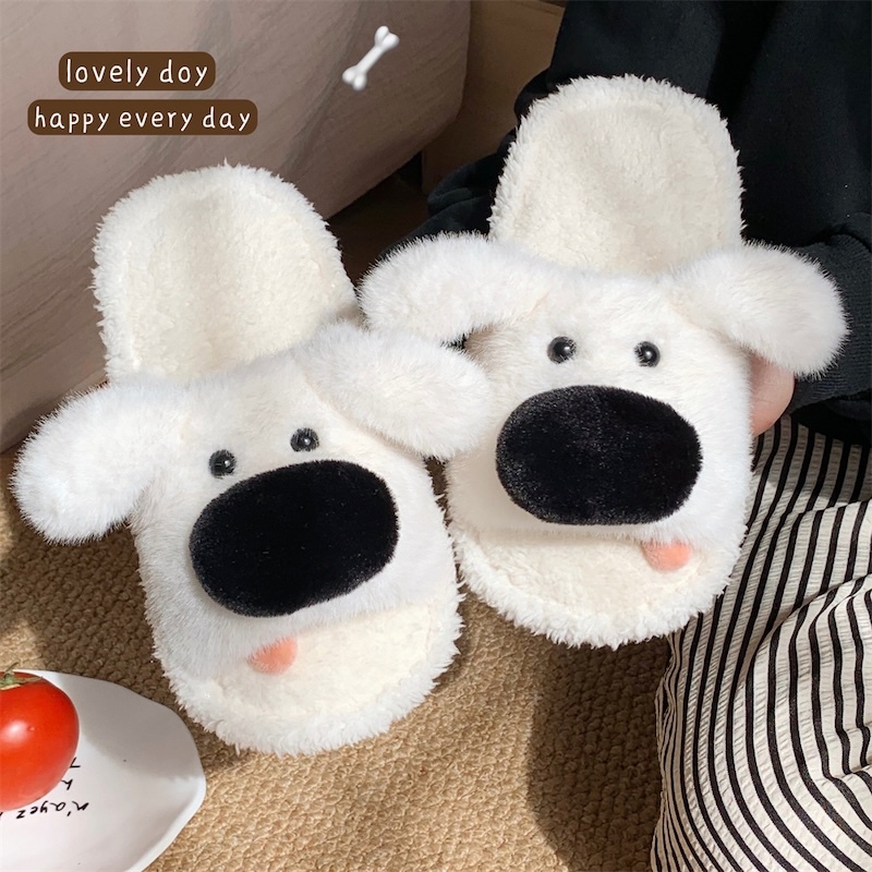 《10213》大鼻子狗狗毛毛拖鞋(有男生尺寸)