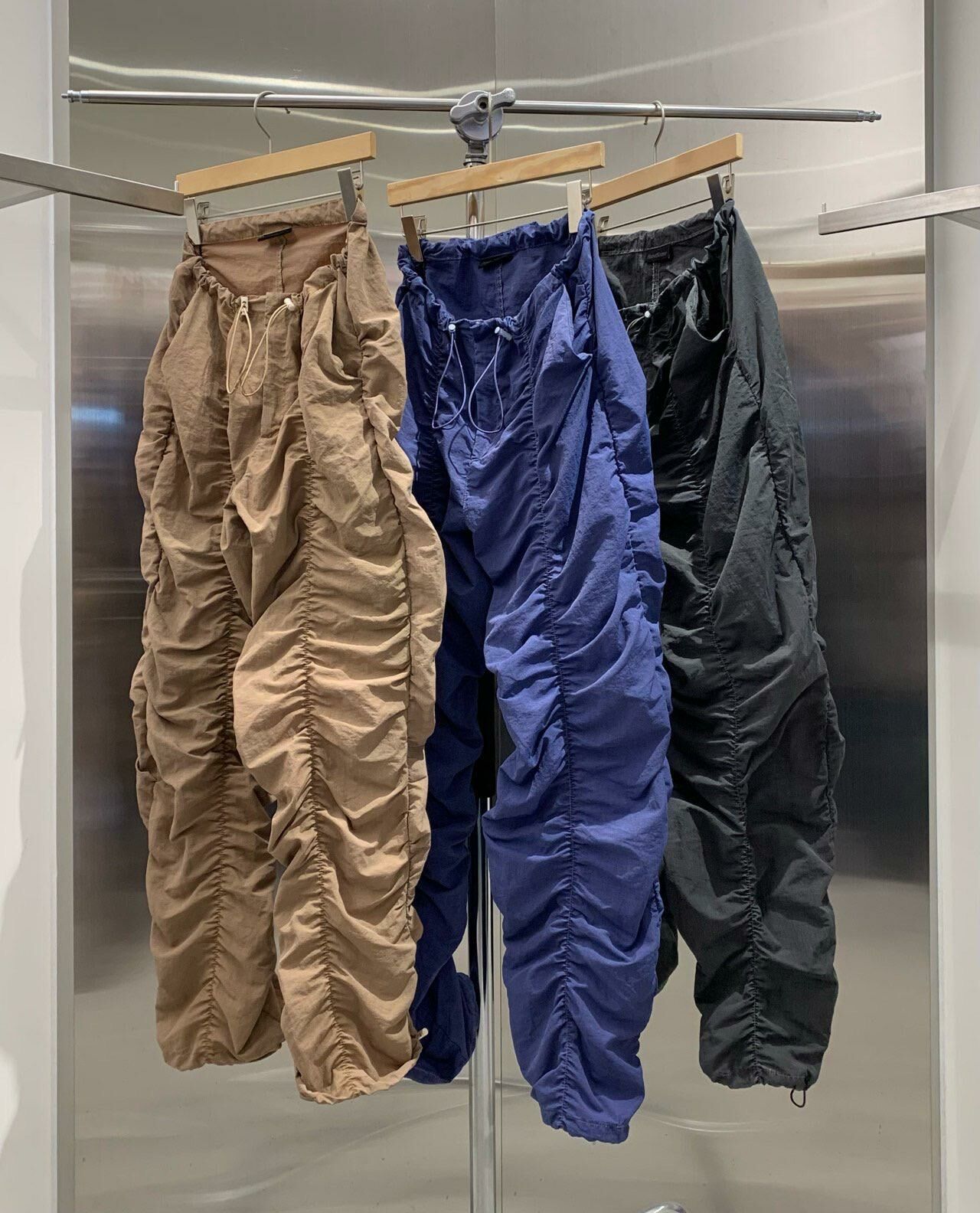 淨色皺褶可束腳鬆身褲 HAND-044P