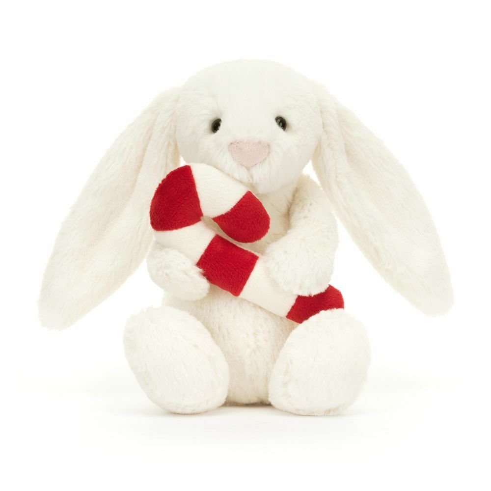 【樂森藥局】英國 Jellycat Bashful Bunny with Candy Cane 拐杖糖甜心小兔18cm