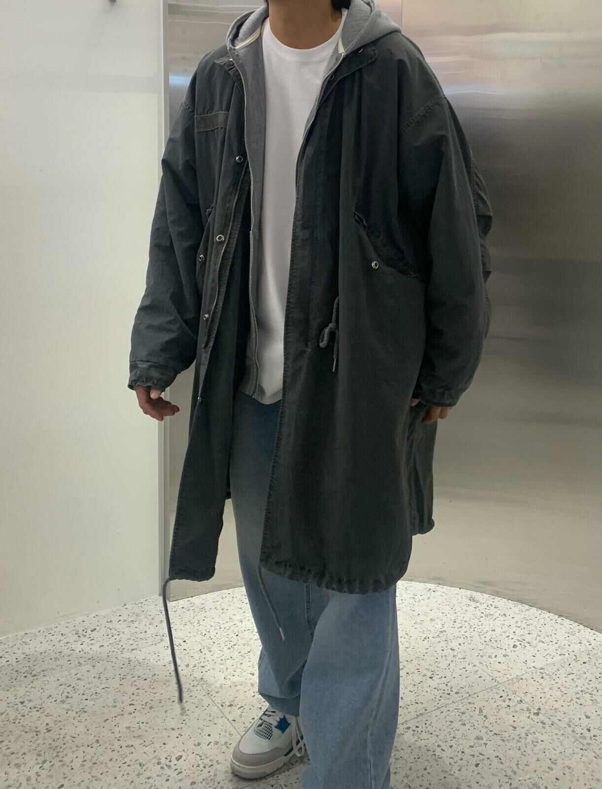 淨色企領拉鍊長褸 HAND-047JK