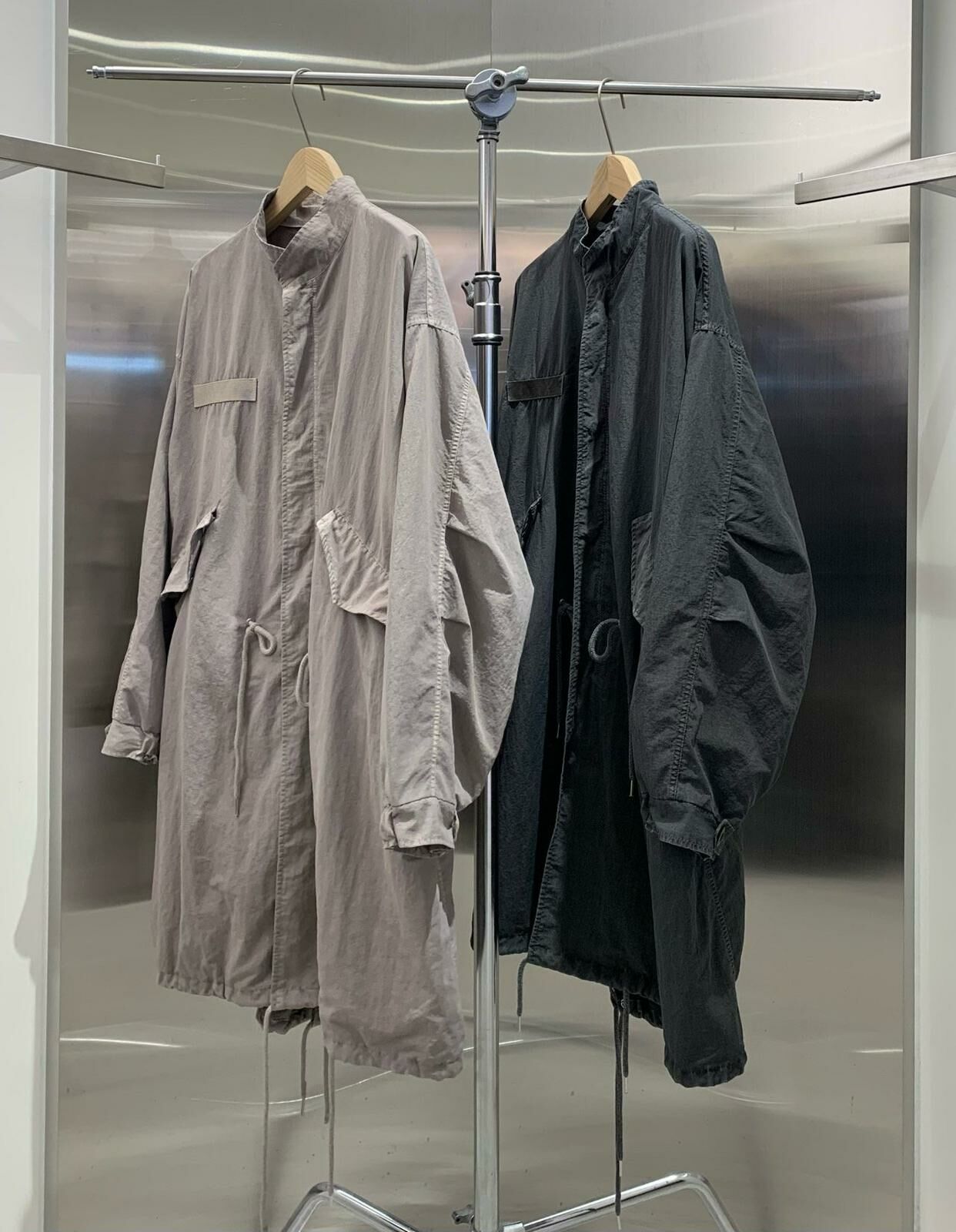 淨色企領拉鍊長褸 HAND-047JK