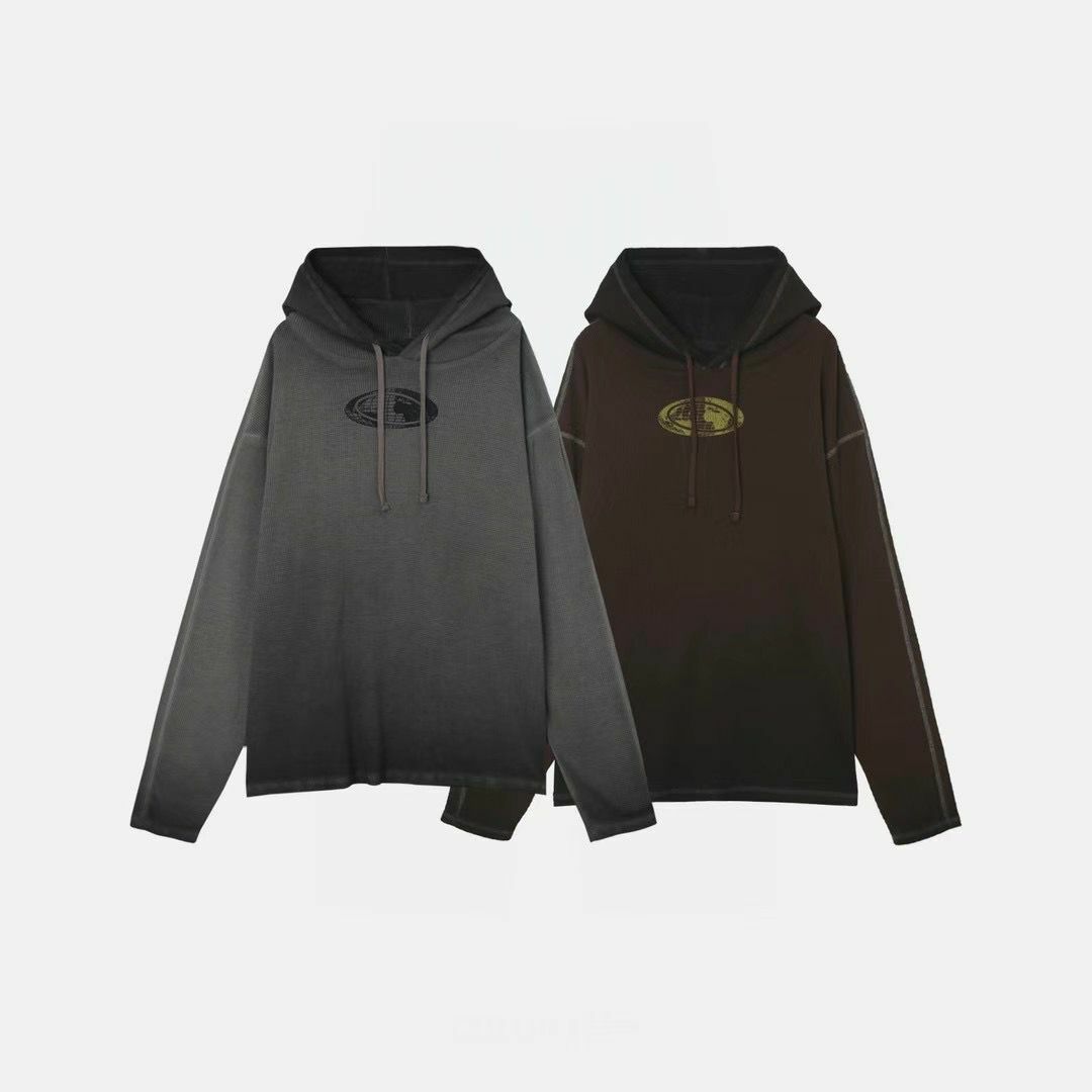 漸變英文字圖案連帽長袖衫 Vass-001T