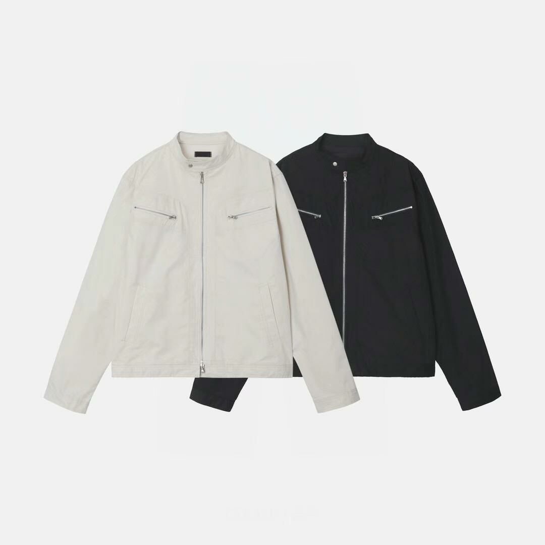 淨色反領拉鍊合成皮外套 Vass-002JK