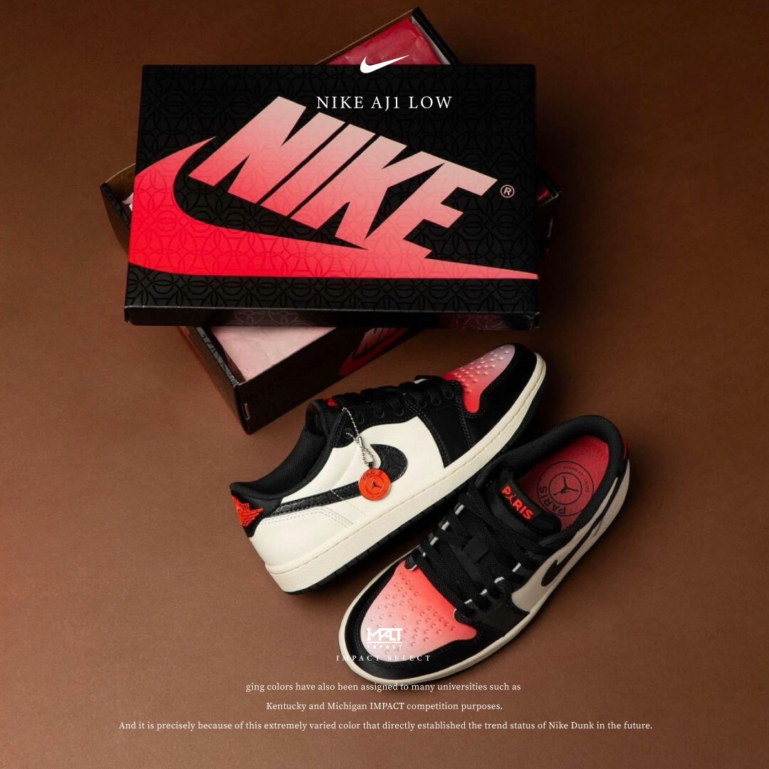 PSG x Nike AJ1 Low OG 嫣紅漸層 大巴黎 暗紋勾 HF8828-100