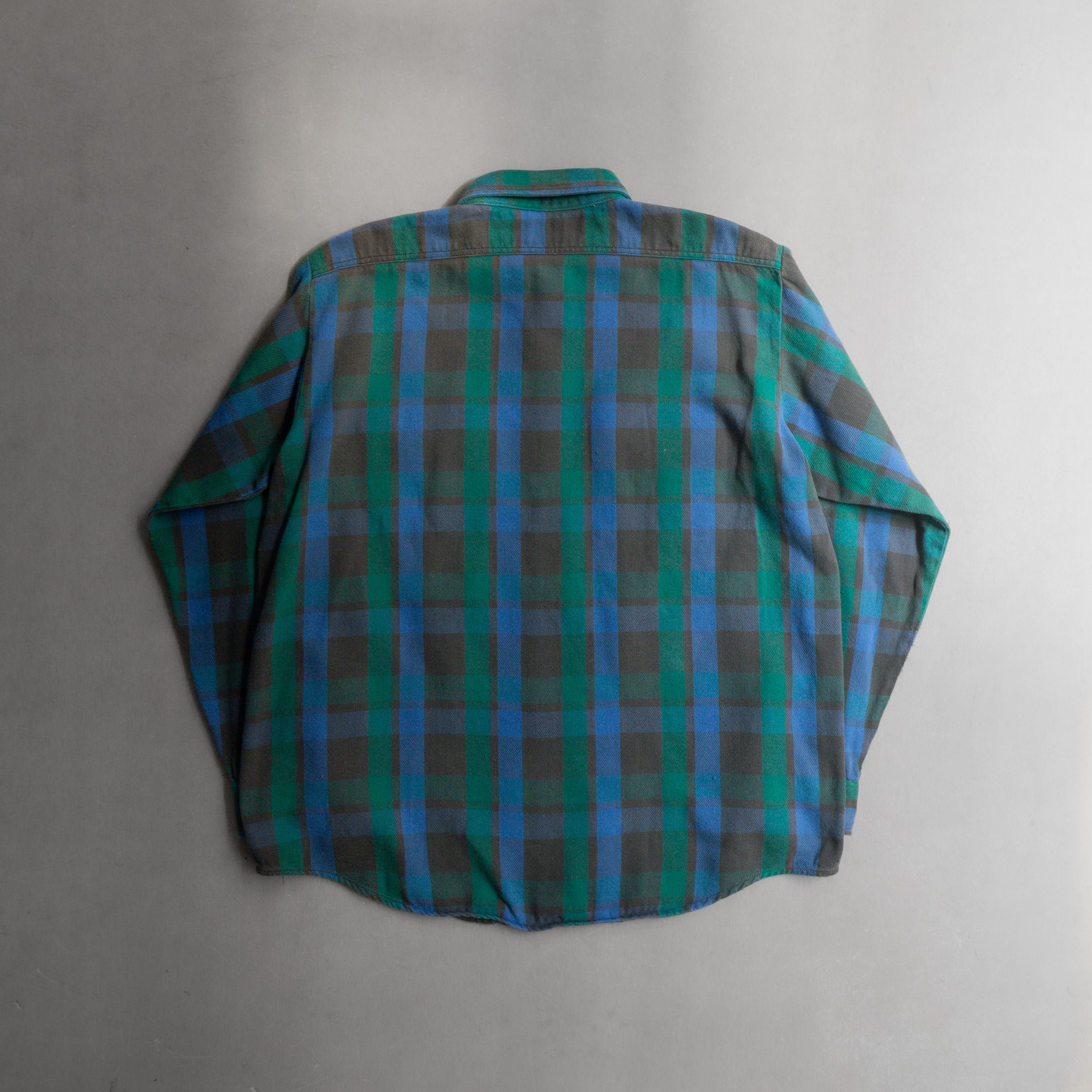 80-90S OSHKOSH HEAVY FLANNEL 美國 藍綠 格紋 法蘭絨 長袖 襯衫