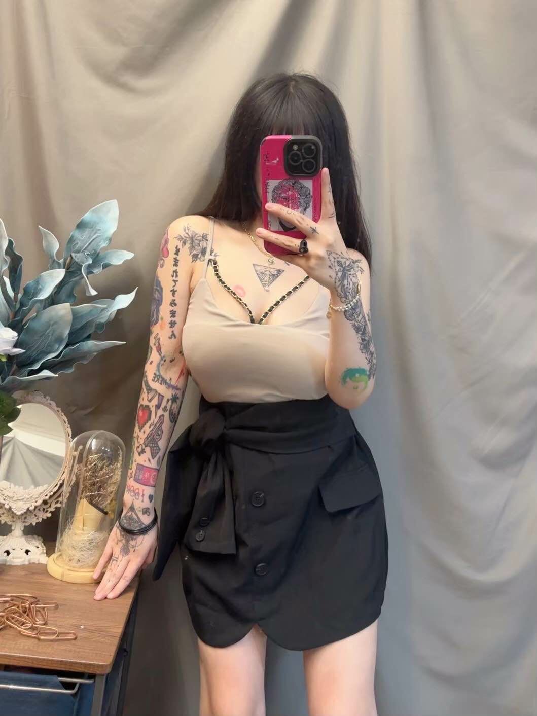 排釦開衩綁帶西裝褲裙