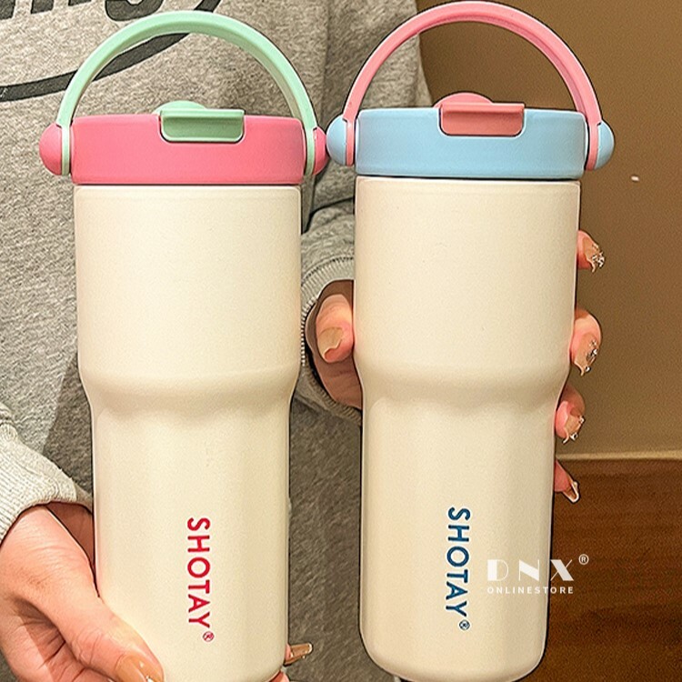 《5027》簡約質感磨砂手提不鏽鋼冰壩保溫杯680ml