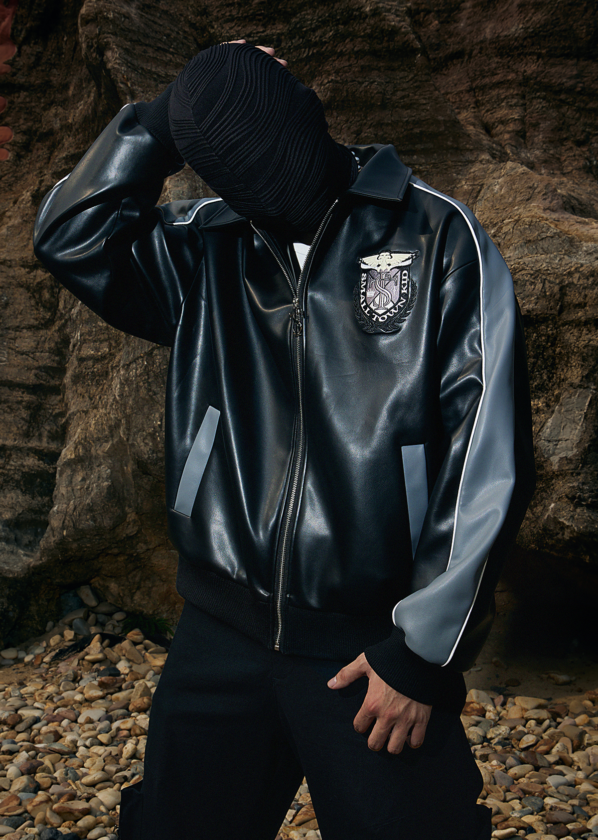 STK SmallTownKid  ASEN同款  復古徽章 皮衣夾克