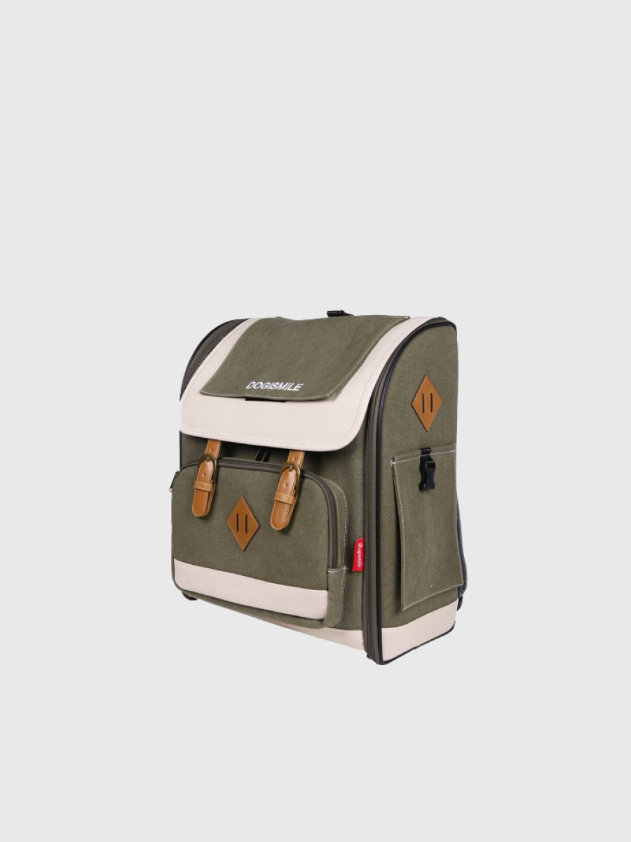 【Dogismile】經典帆布後背包｜軍綠色