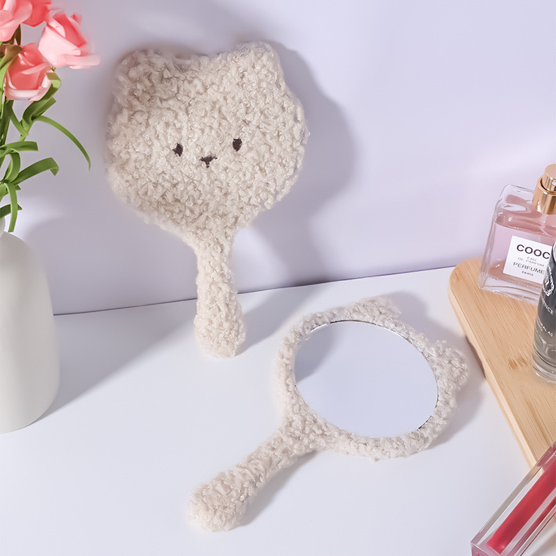 【客製】手持絨毛化妝鏡