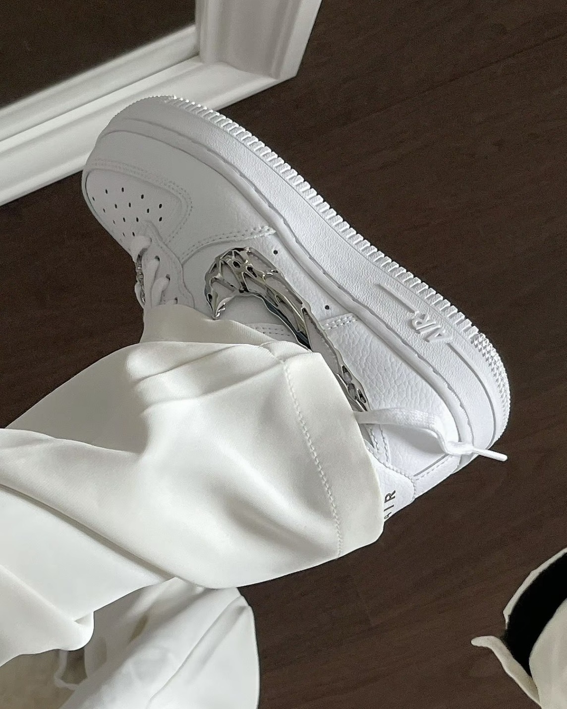 【訂製款】Nike Air Force 1 液態銀鉤 熔化銀 AF1 休閒鞋