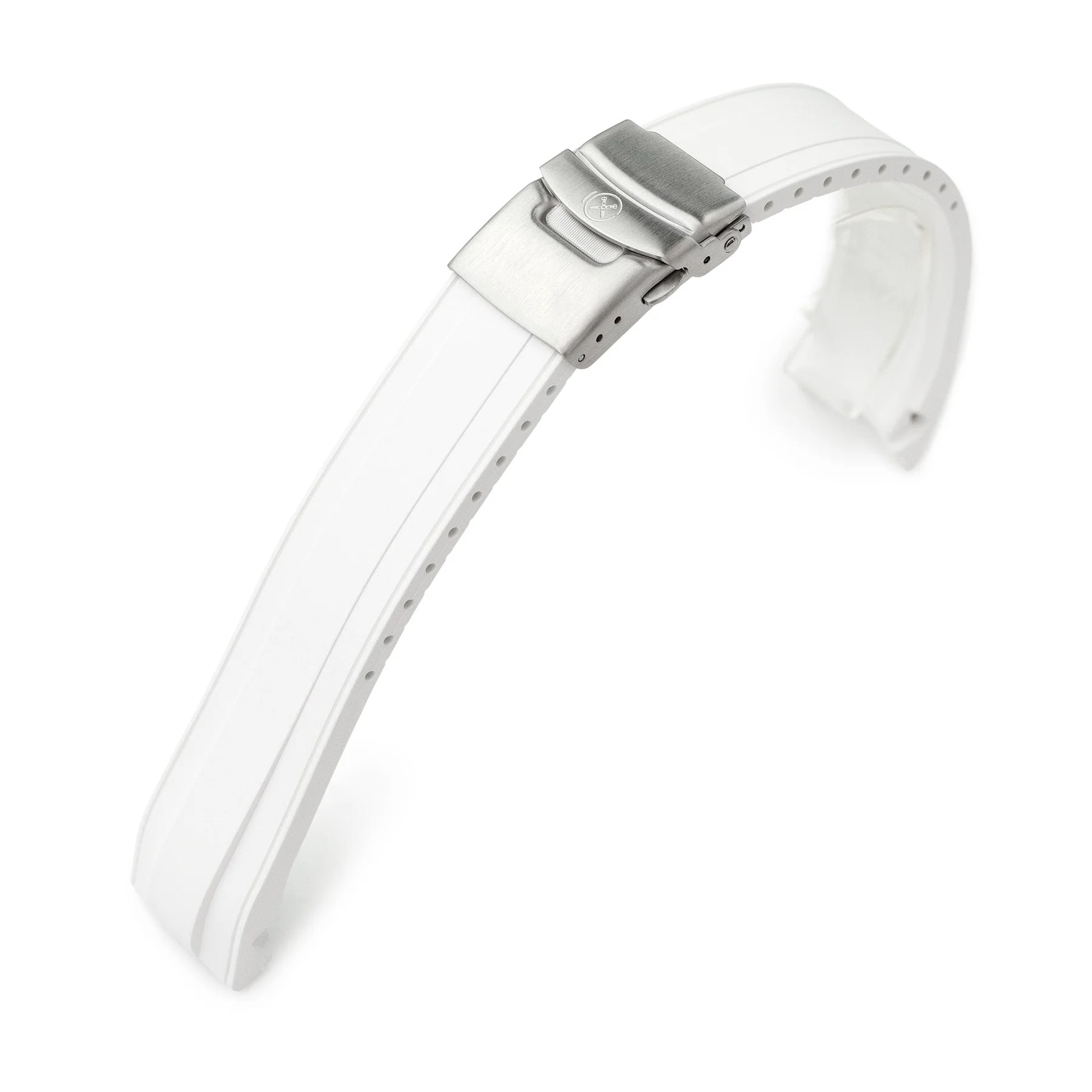 萬年鐘錶 - 太空人錶帶 - SEIKO Samurai 武士系列專用錶帶 白色 彎曲錶耳 橡膠錶帶  王者武士 專用代用 XSRX1AM-22A20BZZ00