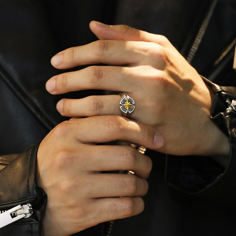 【ACCY061】極星雙色開口設計戒指