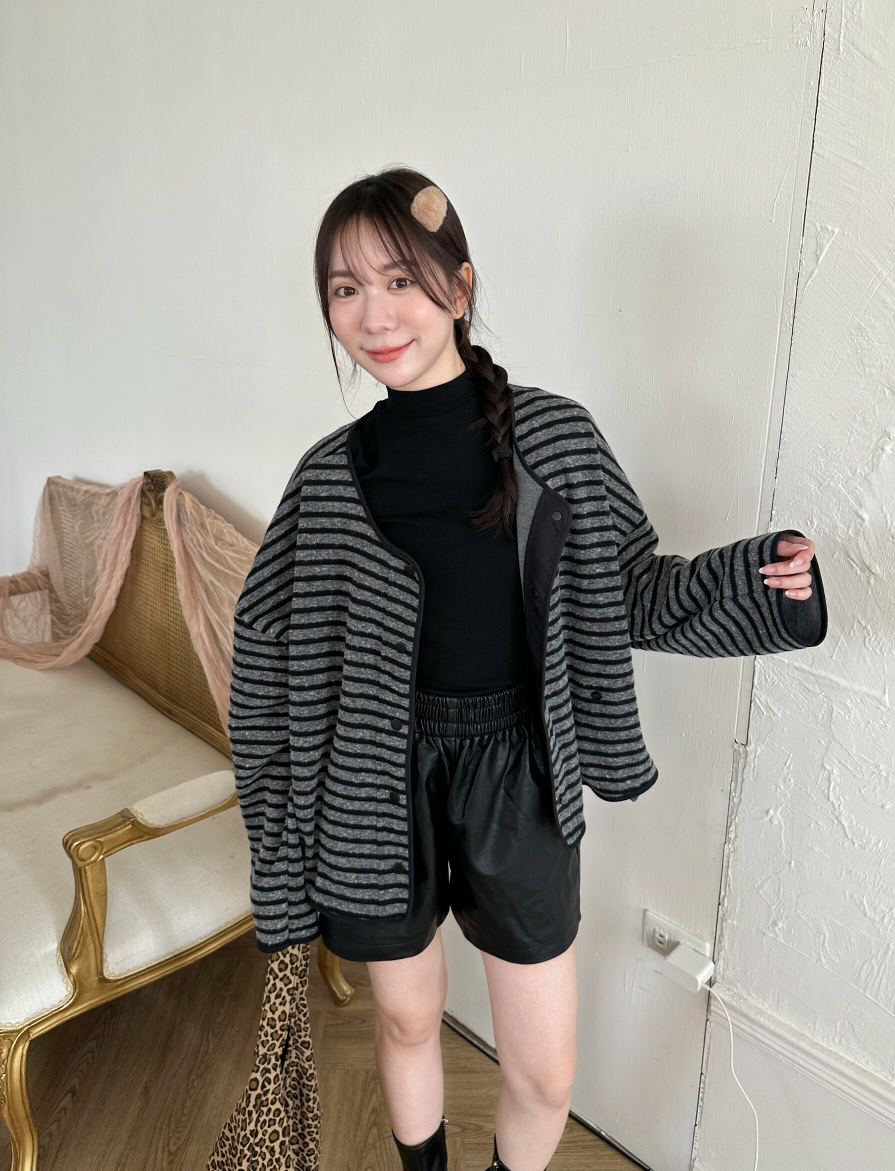 鬆弛感!!!條紋釘釦外套*2色