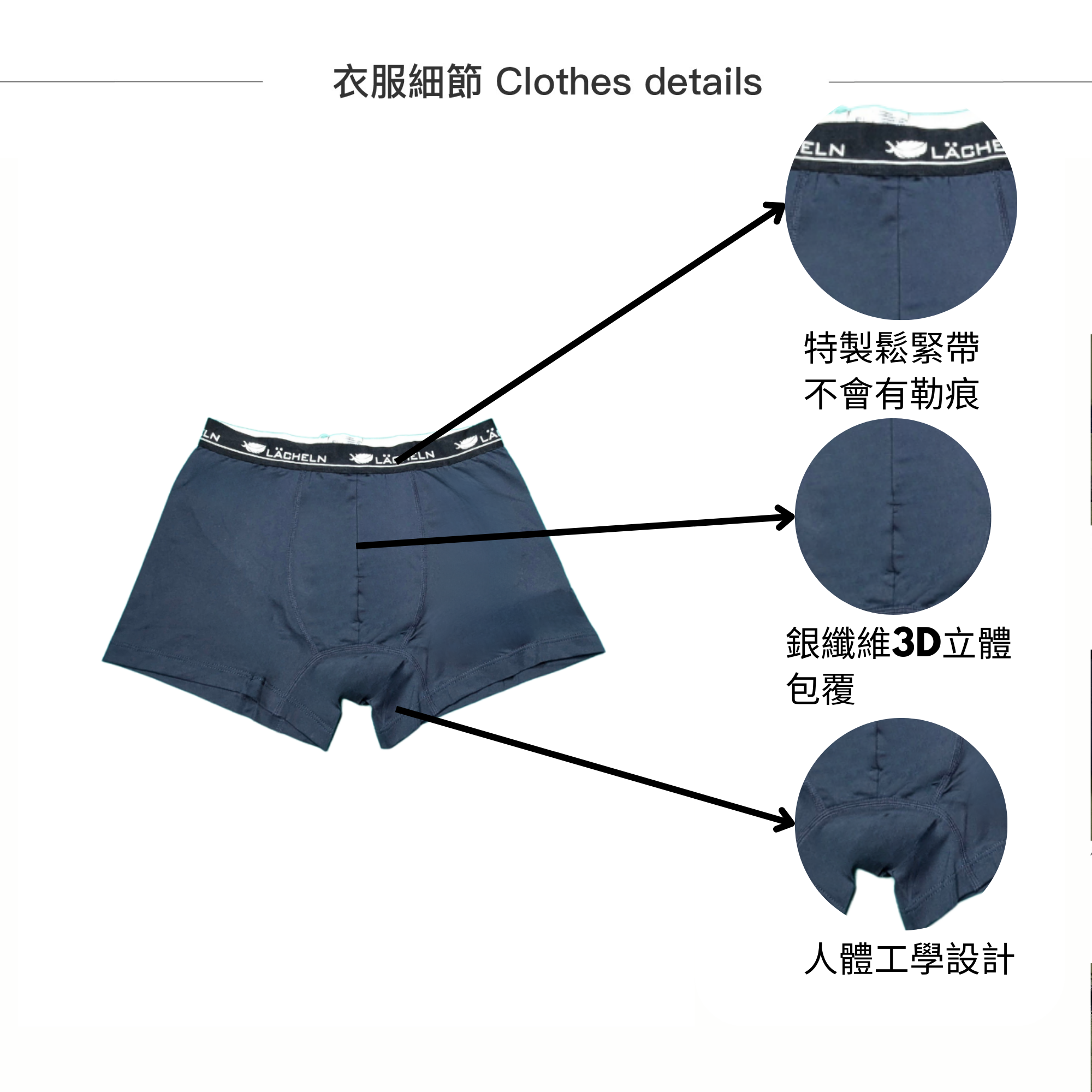 COOLMAX舒適銀纖維透氣男士內褲 – 特製鬆緊帶,3D立體包覆,人體工學設計