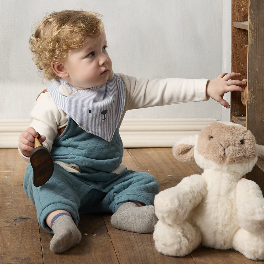 PIPPY可愛小熊吊帶褲4件組禮盒 藍綠