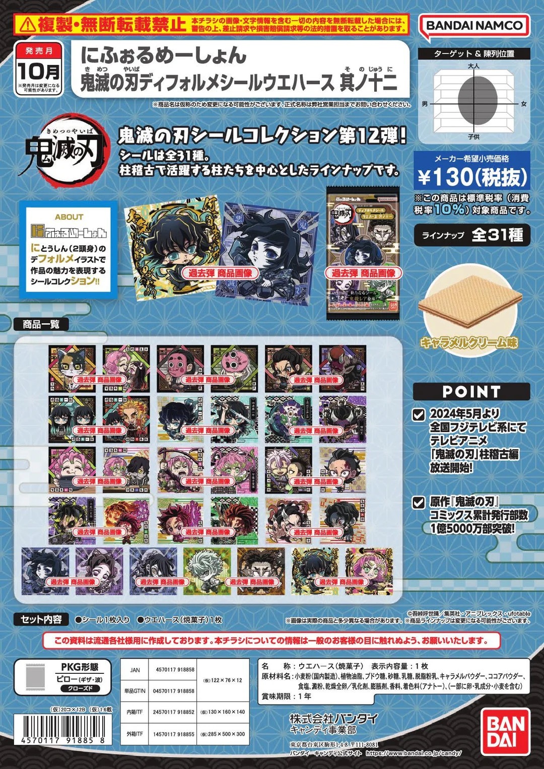 Bandai Niformation 鬼滅之刃造形威化貼紙第12彈