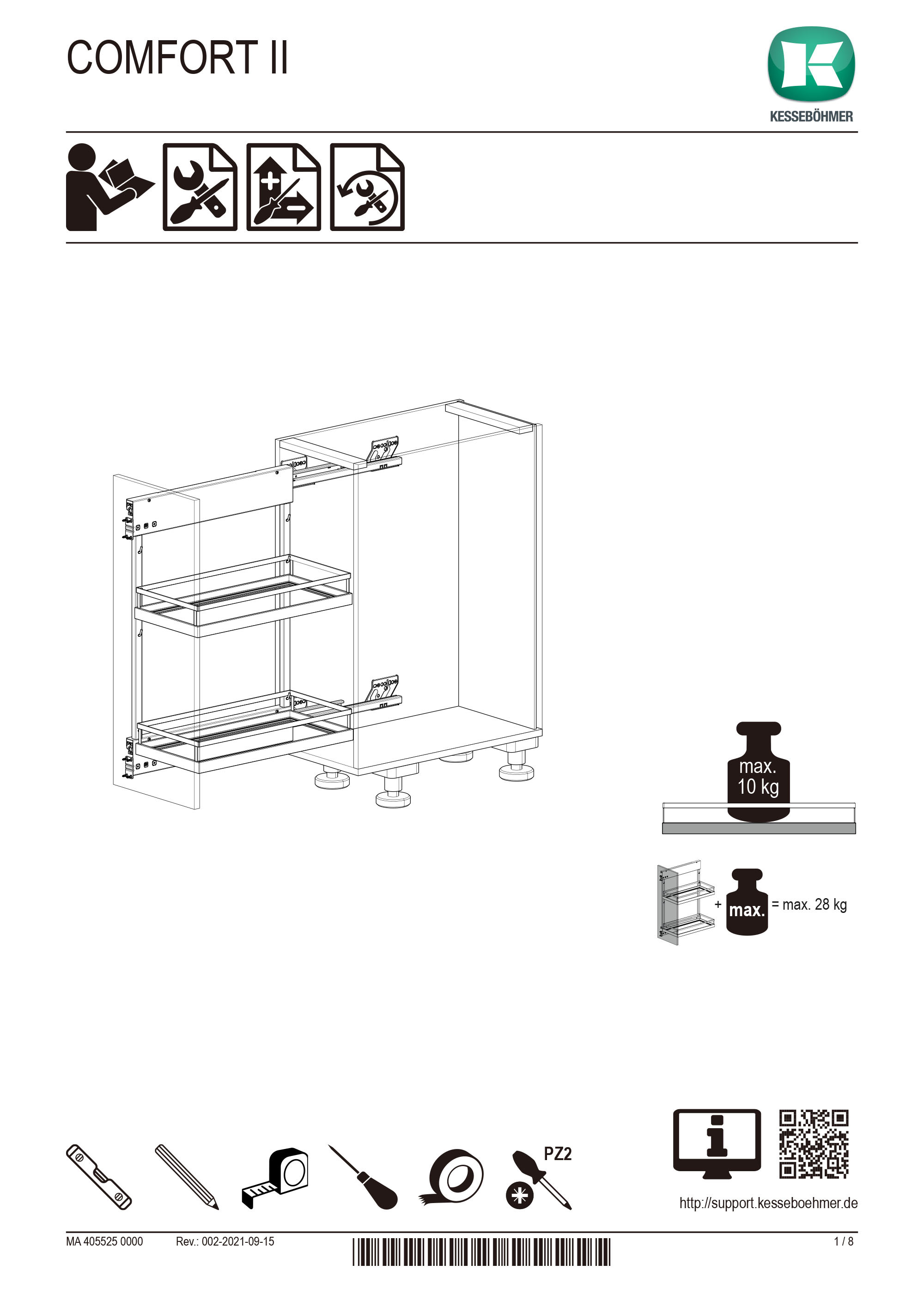 Comfort II 廚櫃拉籃 - 安裝說明