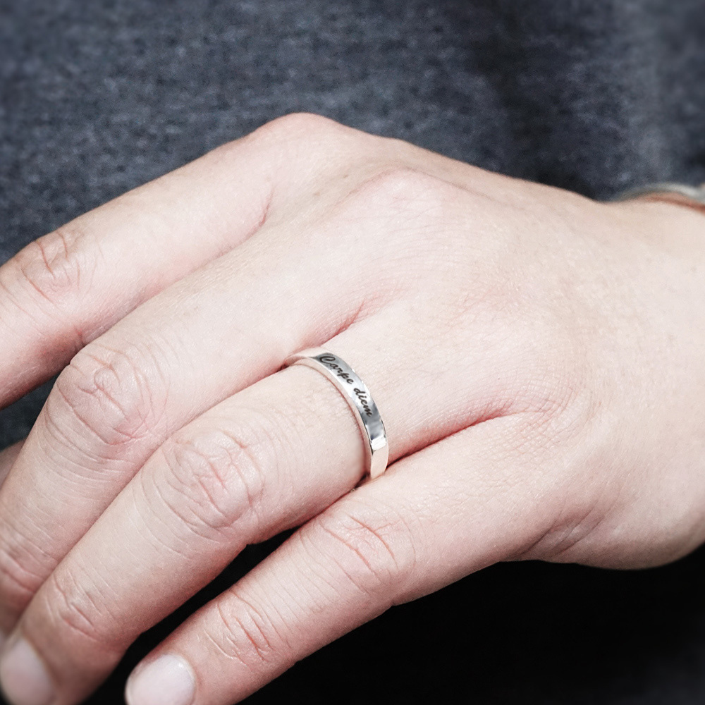 經典銀戒 4mm中版 925純銀戒指 刻字戒指 客製化訂製 男戒 女戒 中性戒指