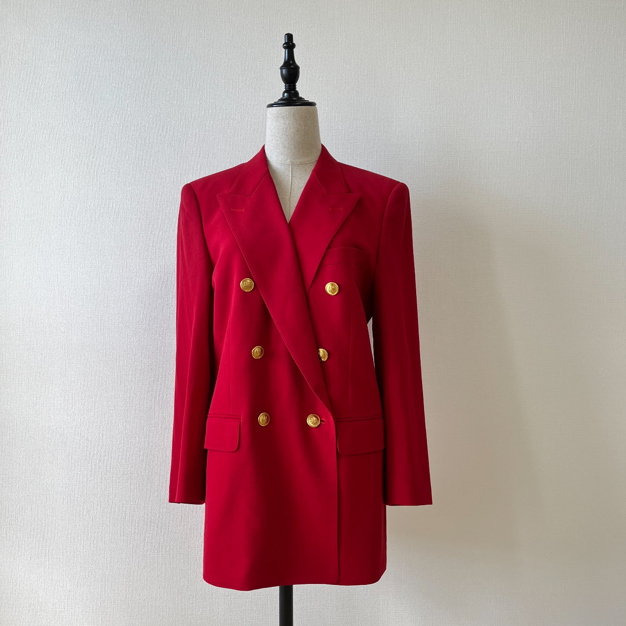 Aquacustum日本製紅色薄身羊毛孖襟外套