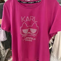 [S] KARL LAGERFELD CHOUPETTE STUD TEE,FRENCH FUCHSIA, L2WHD091-IHY [FINAL SALE] (SKL1119)
