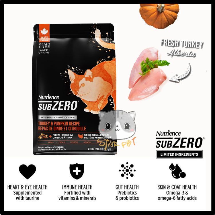 Nutrience SUBZERO Limited Ingredients-Turkey & Pumpkin Cat Recipe 4.5kg (10lbs)