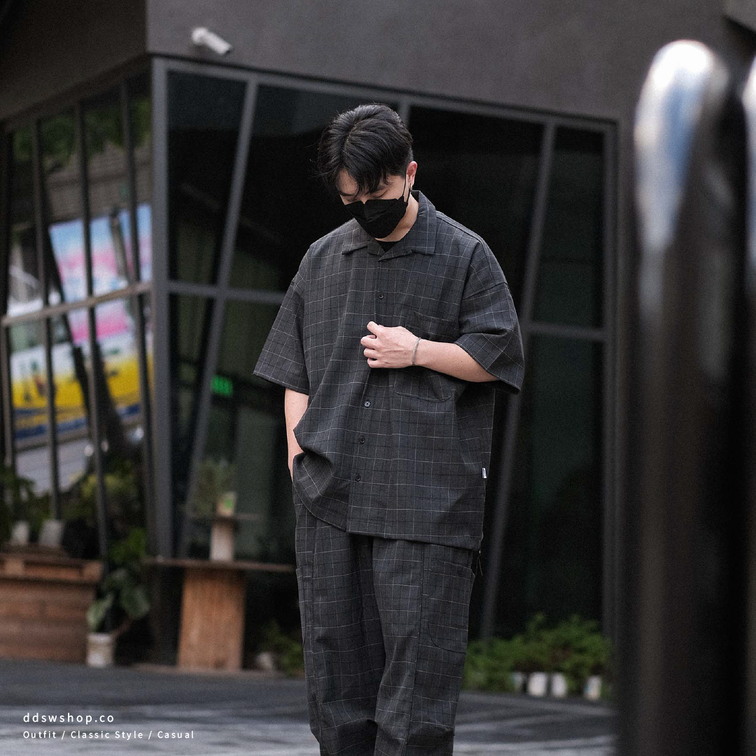 "現貨" ANST 出芽格紋設計短袖襯衫 AN.45