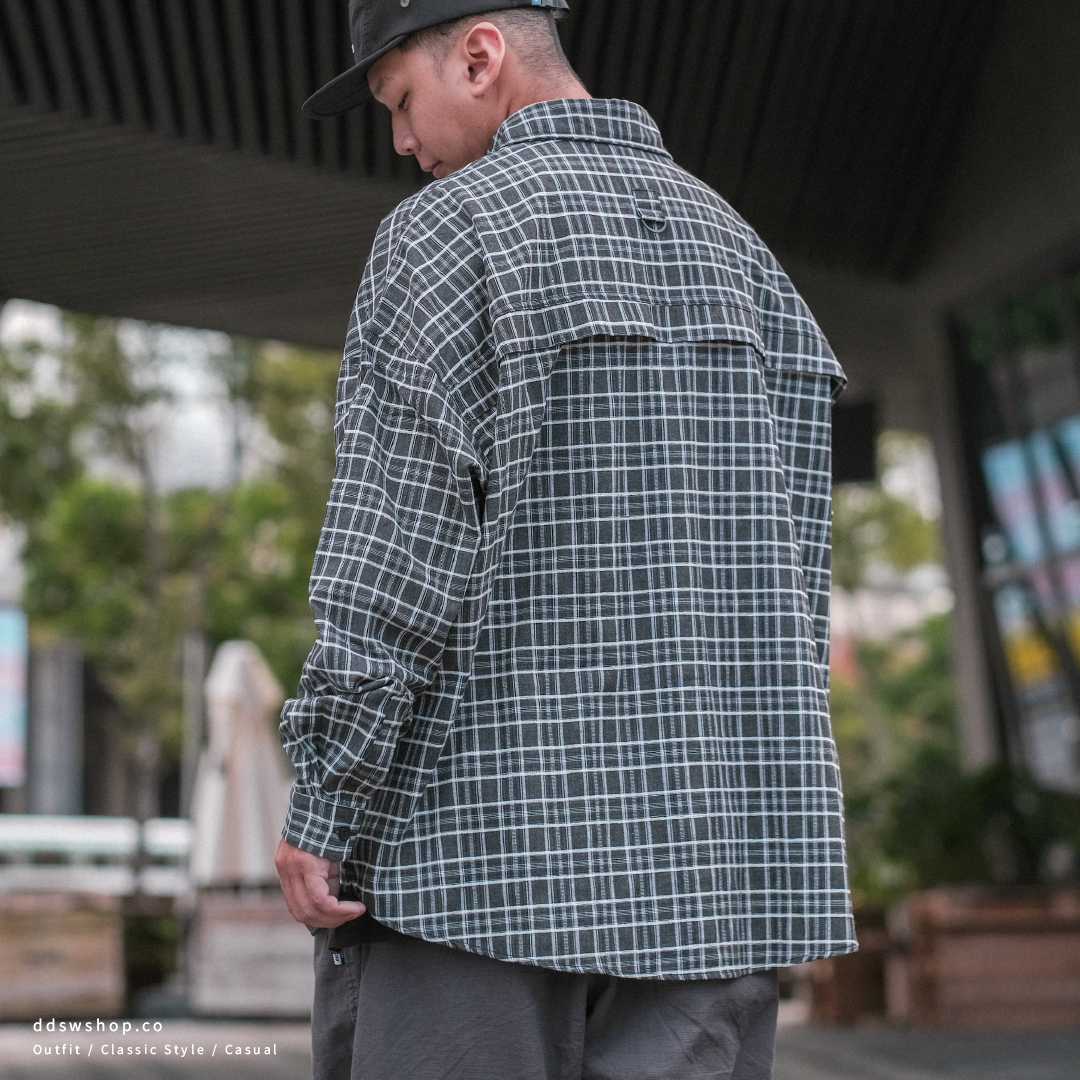 "現貨" ANST 刺繡格紋長袖襯衫AN.42