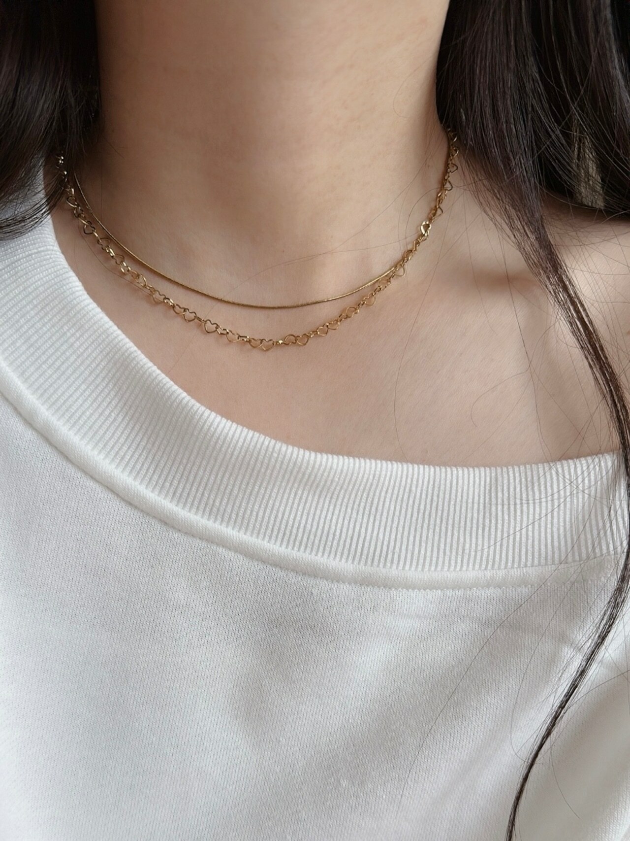 SS heart heart necklace