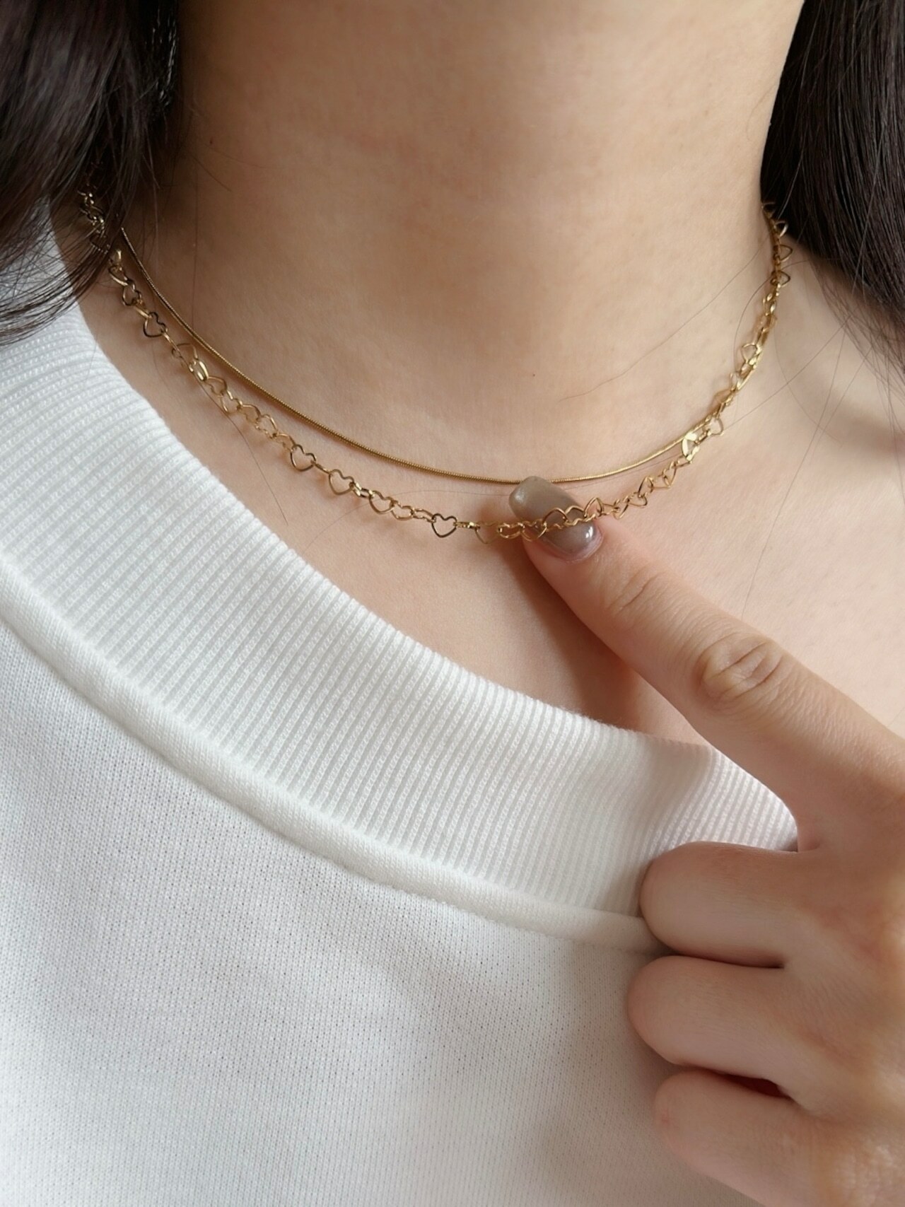 SS heart heart necklace