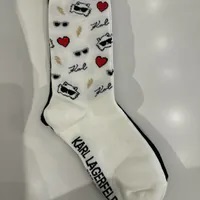 [S] KARL LAGERFELD L4KF7899 MULTI LOGO SOCKS 2 PAIR,BLACK/WHITE, 196788302860 (SKL1128)