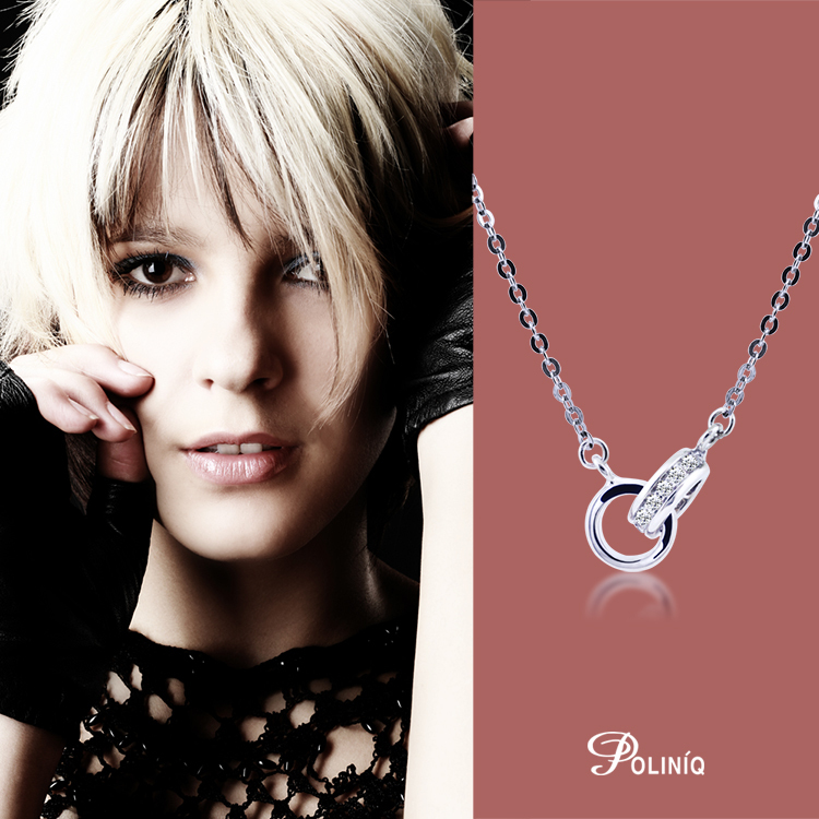 925 純銀「愛在一起」晶鑽頸鍊 (15吋+5公分延長鍊)-SDS0009