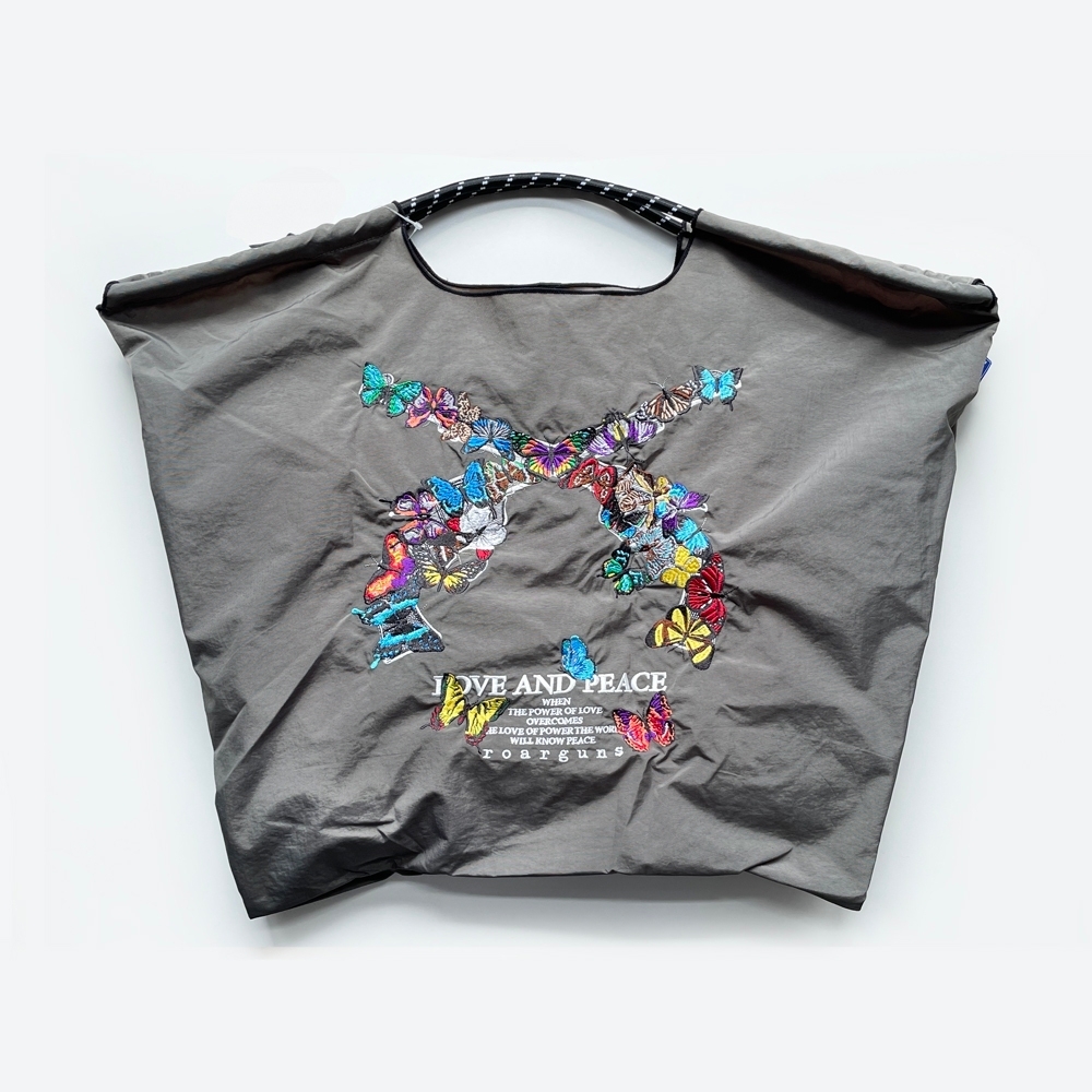 Ball＆Chain 刺繡環保購物袋 L號 - 灰 (32510361)