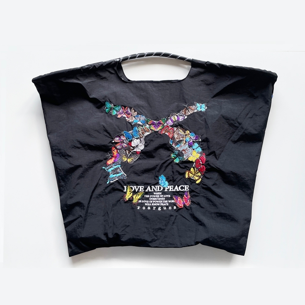 Ball＆Chain 刺繡環保購物袋 L號 - 黑 (32510301)