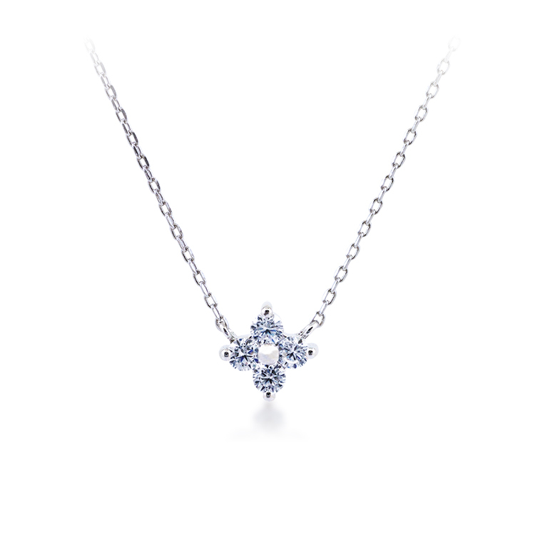 925純銀 「十字幸運星」 晶鑽頸鍊 (15吋+2公分延長鍊)-SDS0017