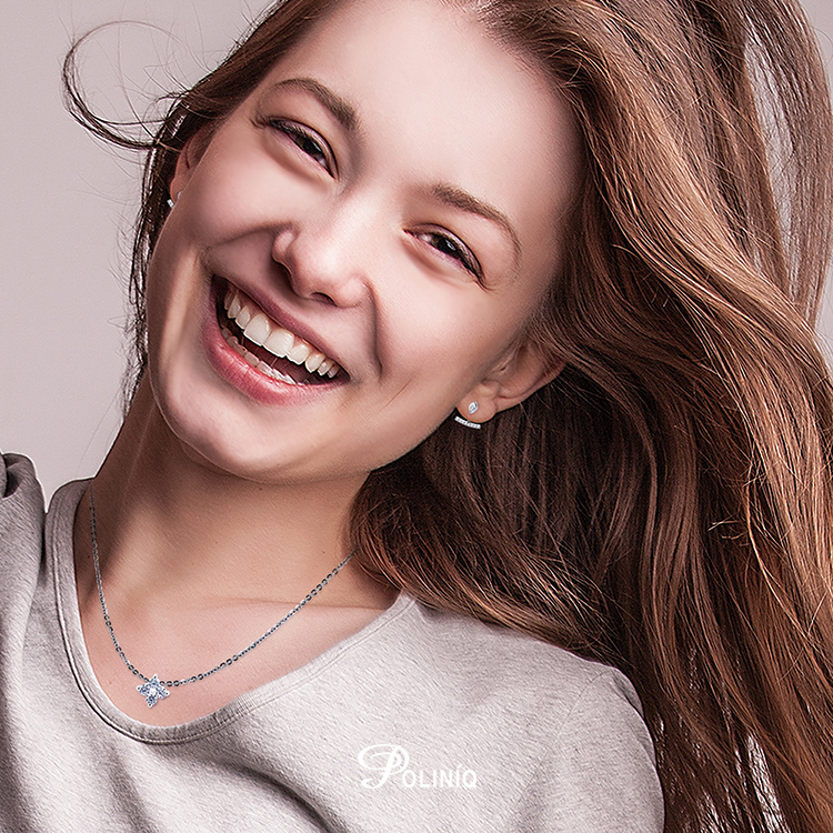 925純銀 「十字幸運星」 晶鑽頸鍊 (15吋+2公分延長鍊)-SDS0017