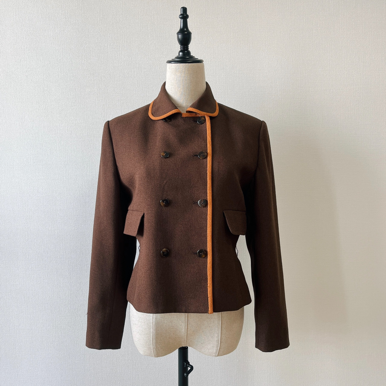 日本製啡色孖襟短外套
