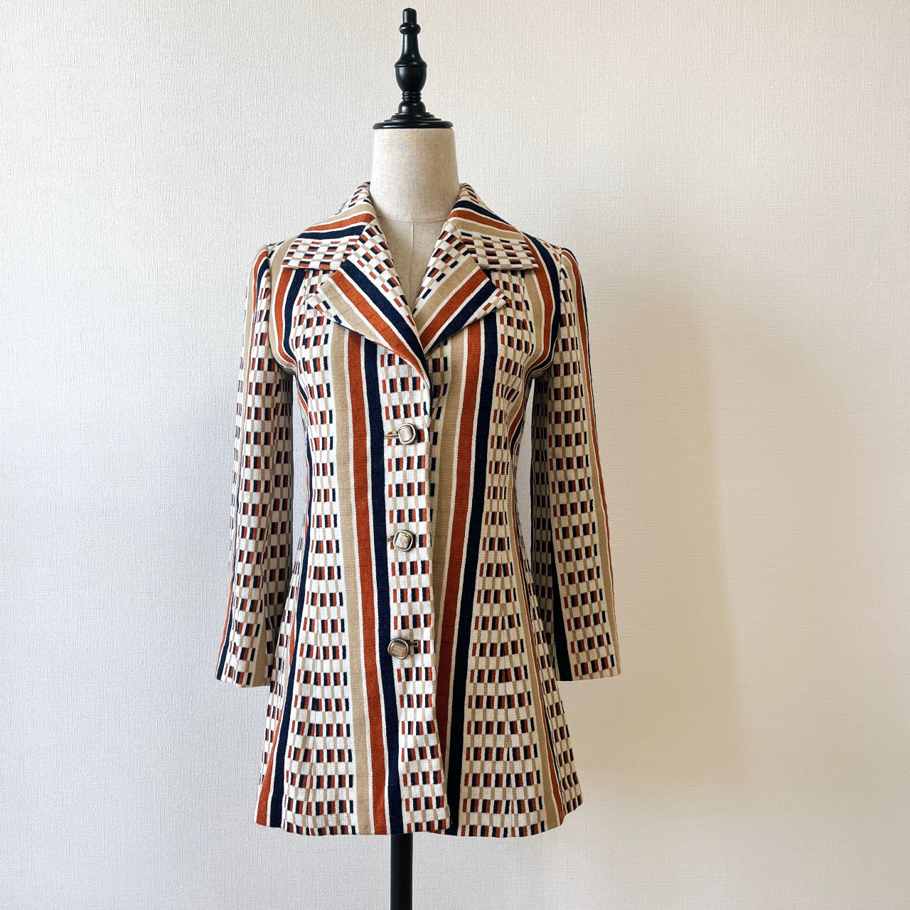 三色條紋針織冷衫外套