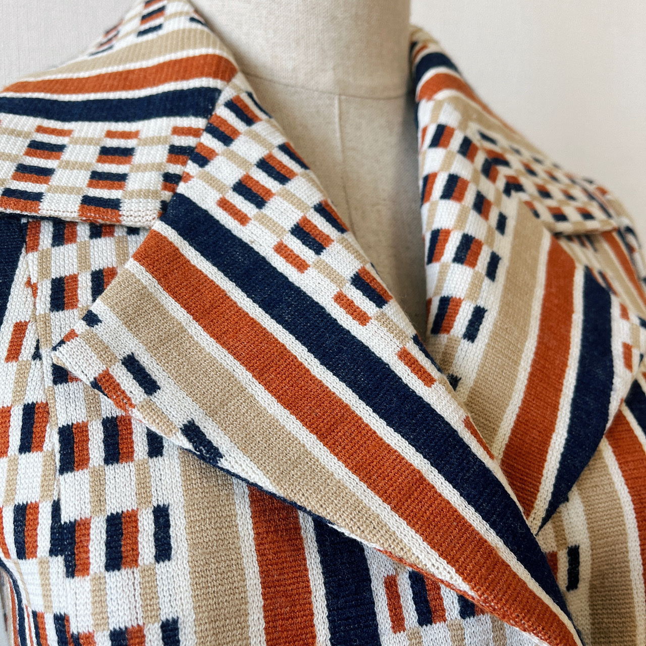 三色條紋針織冷衫外套