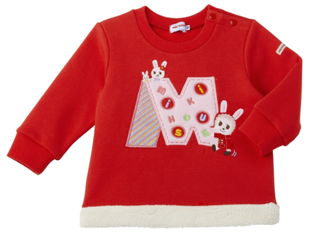 舞颯兔內刷毛M LOGO衛衣-珊瑚紅