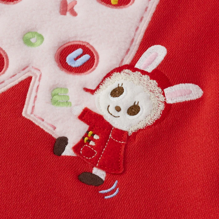 舞颯兔內刷毛M LOGO衛衣-珊瑚紅