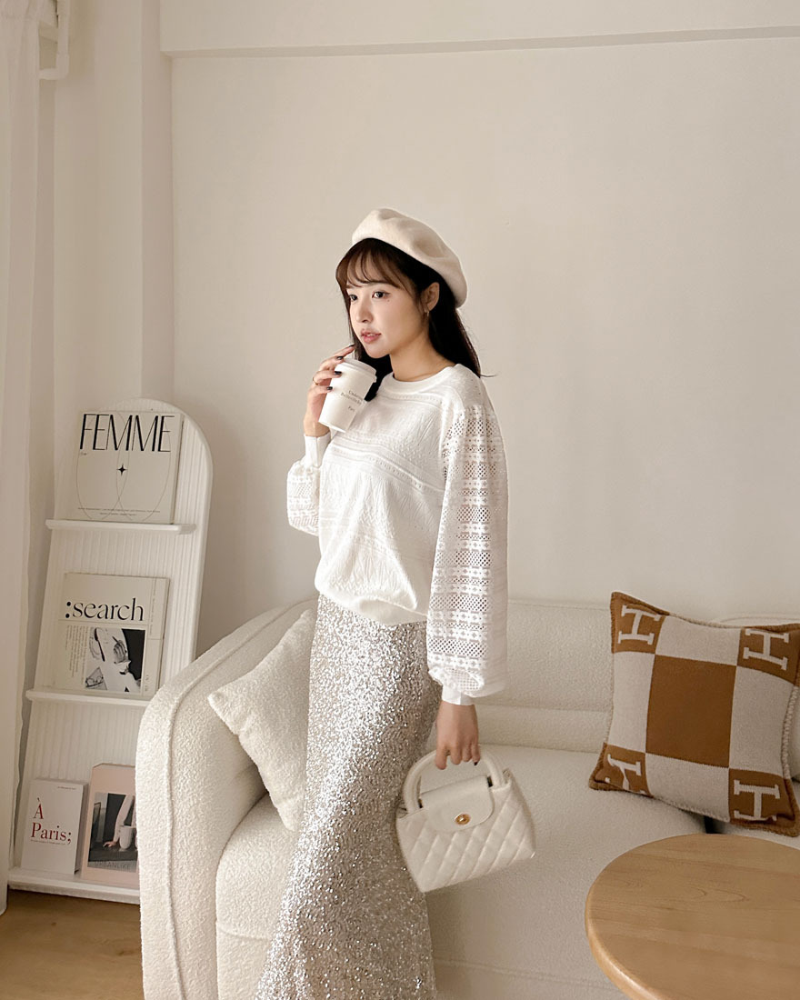 LINA LINA華麗派對滿版亮片鬆緊長裙-香檳杏