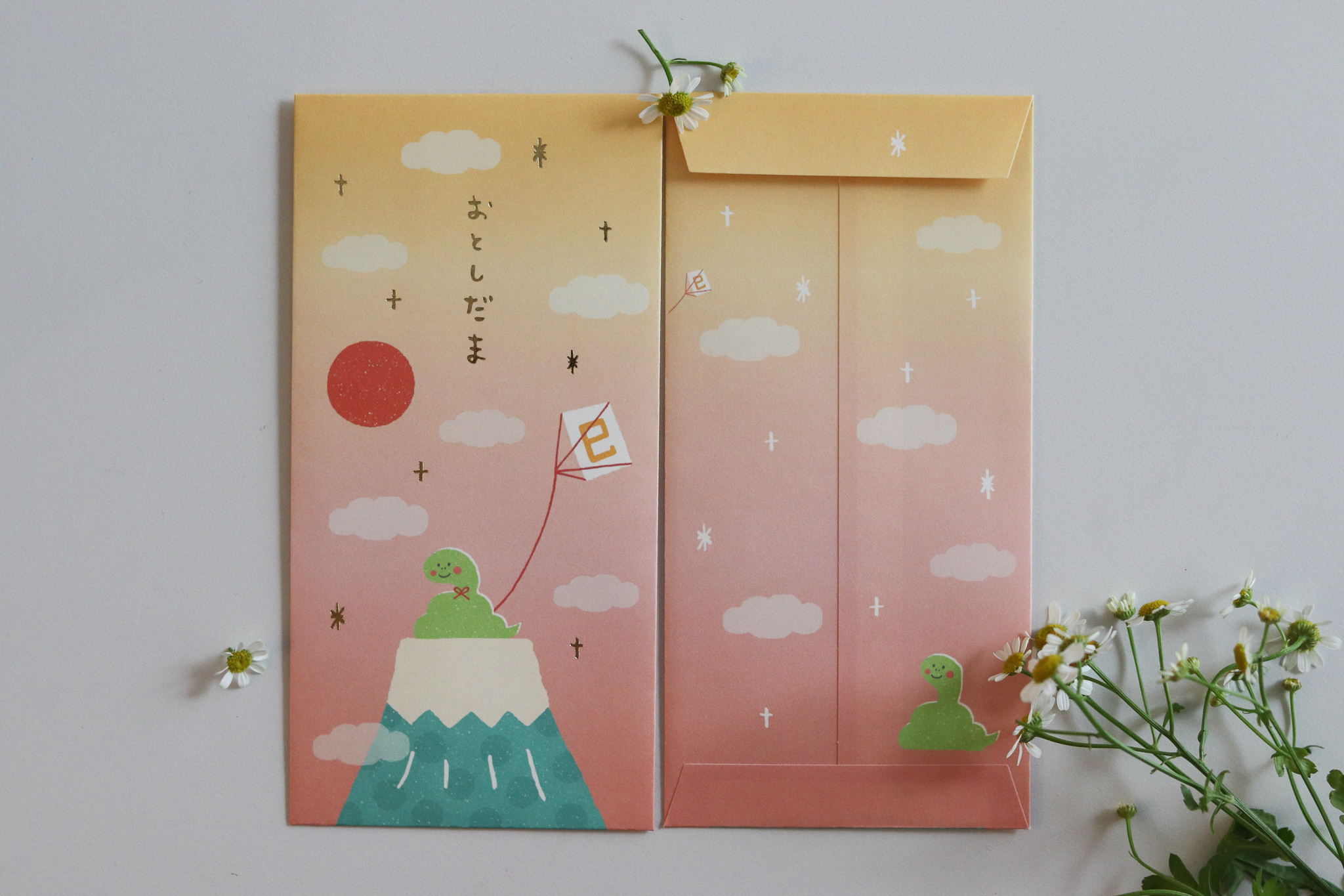 日本 蛇與富士山 和紙 紅包袋